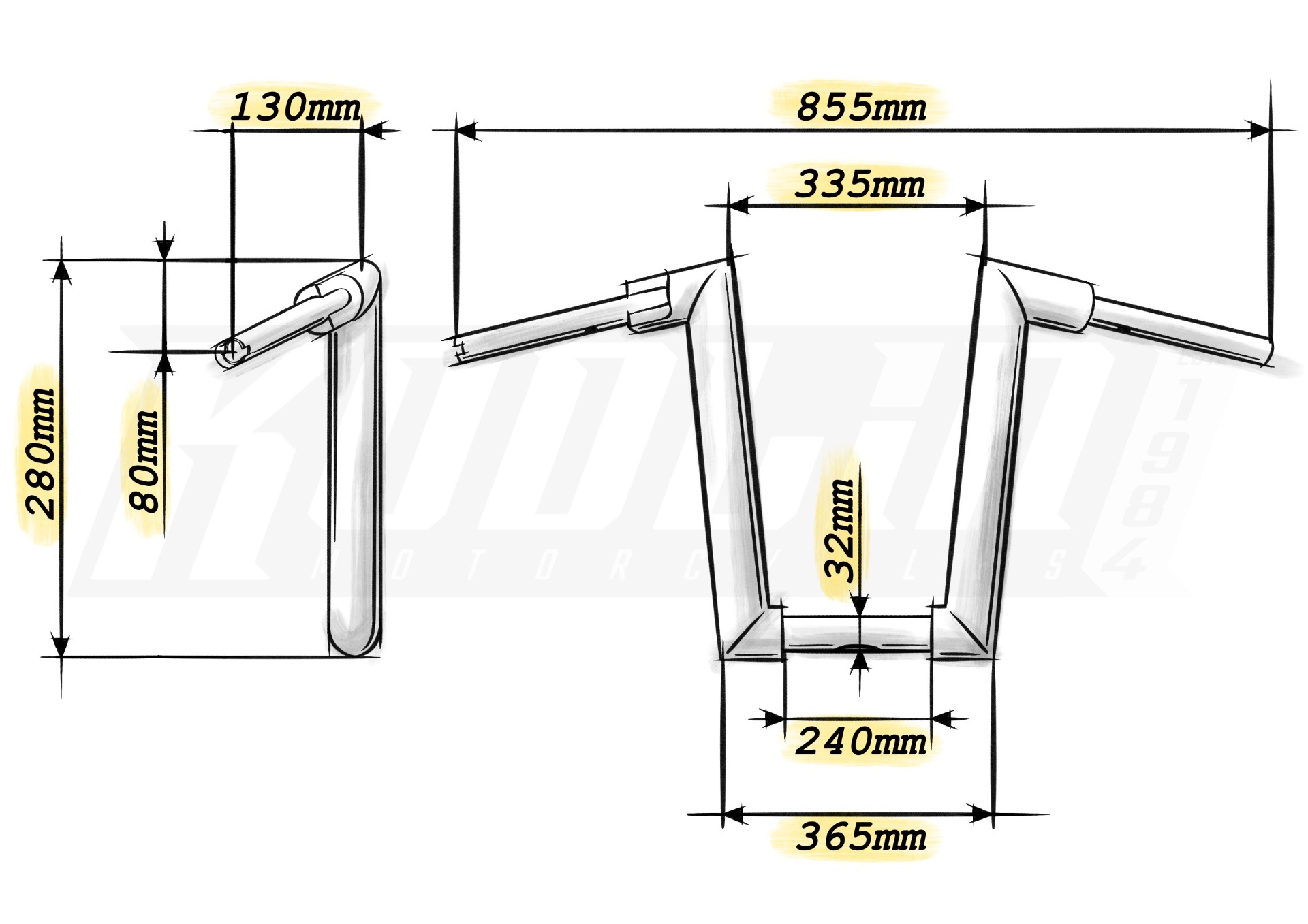 2" Str8Up Medium 11" / 280mm Road Glide